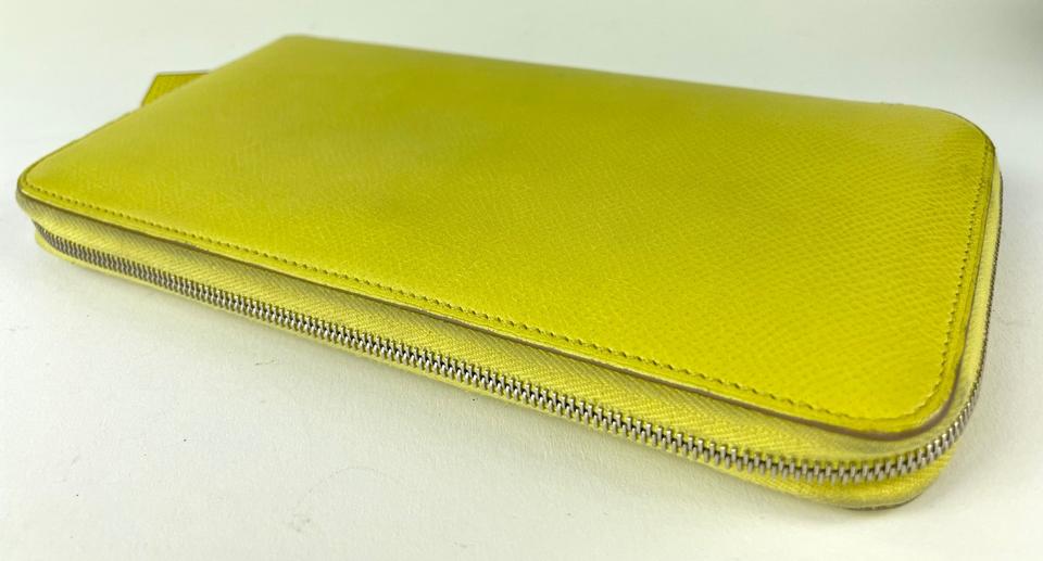 Hermes PHW Dongo GM Long Wallet Veau Swift Leather Lime Yellow