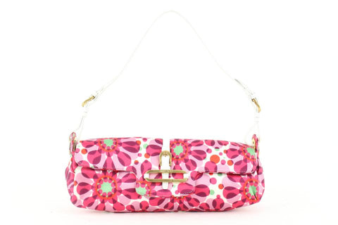 Jimmy Choo Pink Floral Satin Flap Shoulder Bag 2JC113