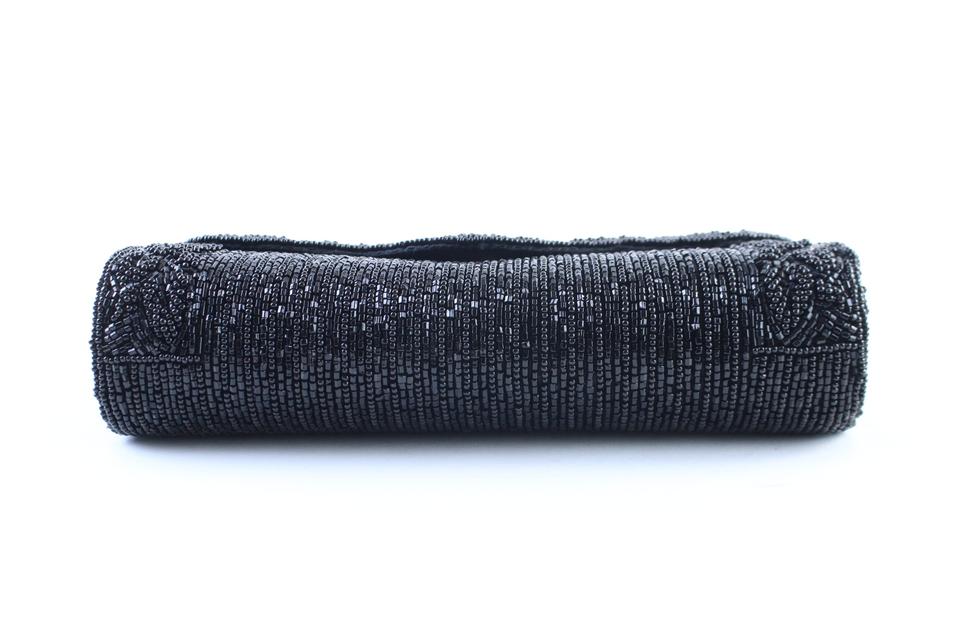 La Regale Sequin Bead Shoulder Clutch,Black,one size: Handbags