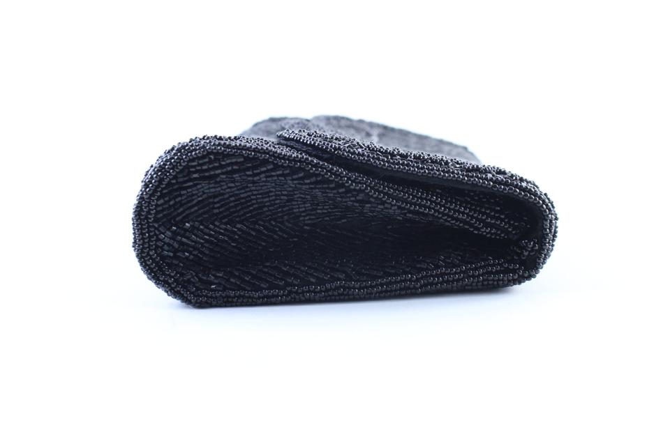 La Regale Black Knotted Cord Crocheted Evening Bag