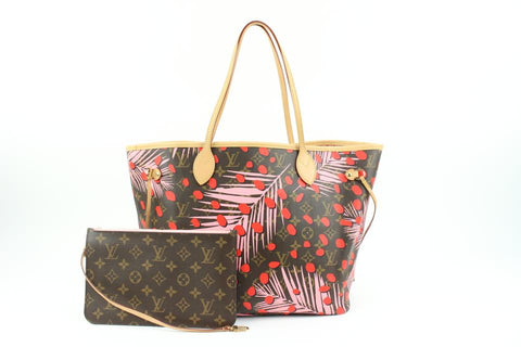 Louis Vuitton Rare Palm Springs Jungle Dots Neverfull MM Tote with Pouch 42lk31s