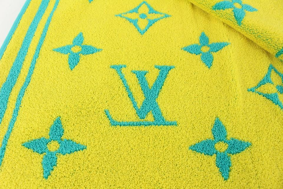 LOUIS VUITTON Tile Mosaic Beach Towel Blue Cotton