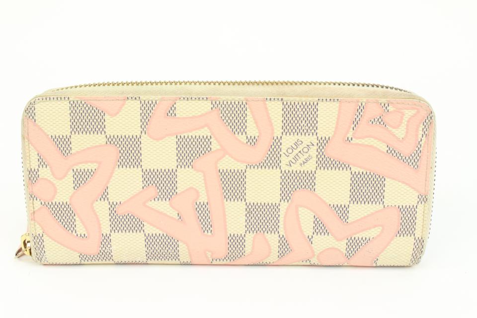 Louis Vuitton Damier Azur Tahitienne Clemence Wallet Zippy Long Zip Around  92lk412s