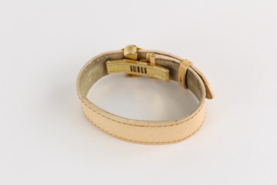 Louis Vuitton Beige Vachetta Leather Lucky Bracelet Bangle Cuff 11LVS1215