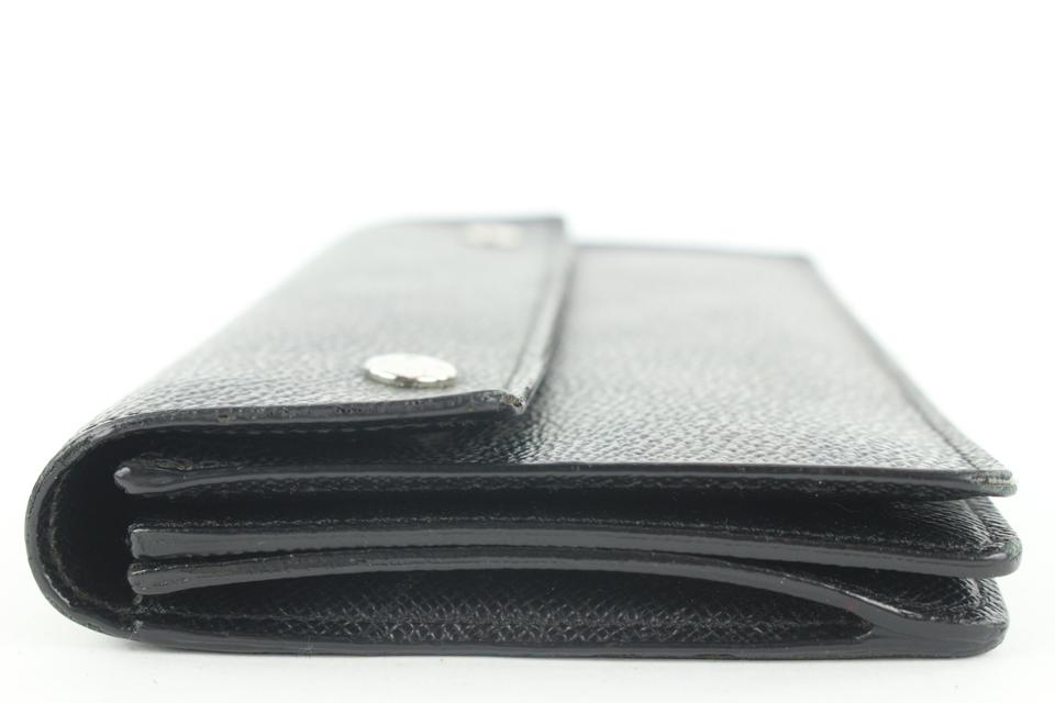 Louis Vuitton Black Taiga Leather Accordion Chain Wallet