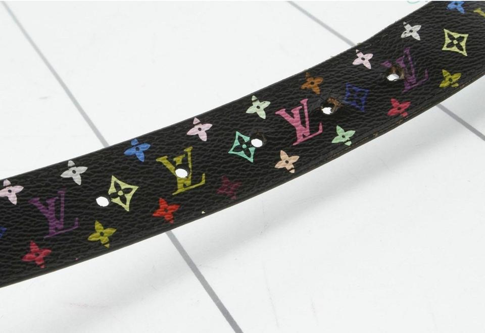 Authentic LOUIS VUITTON Black Multicolor Monogram Belt for 