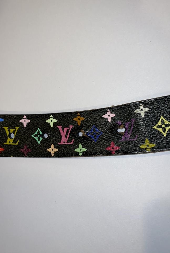 Authentic LOUIS VUITTON Black Multicolor Monogram Belt for 