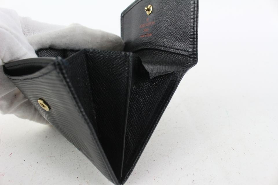 Louis Vuitton Black EPI Leather Noir Coin Purse Change Purse Compact Wallet 826lv81
