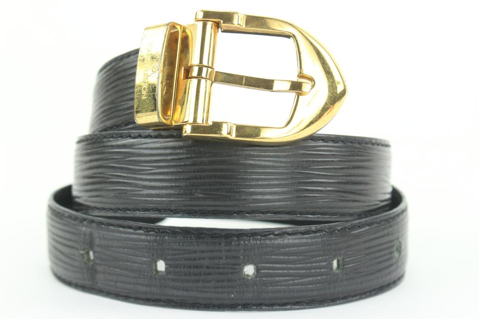 Louis Vuitton 85/34 Black Epi Leather Ceinture Belt Gold Buckle