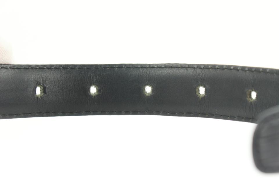 LOUIS VUITTON Ceinture Classic Belt Epi Leather Black Silver M6833 08MW420