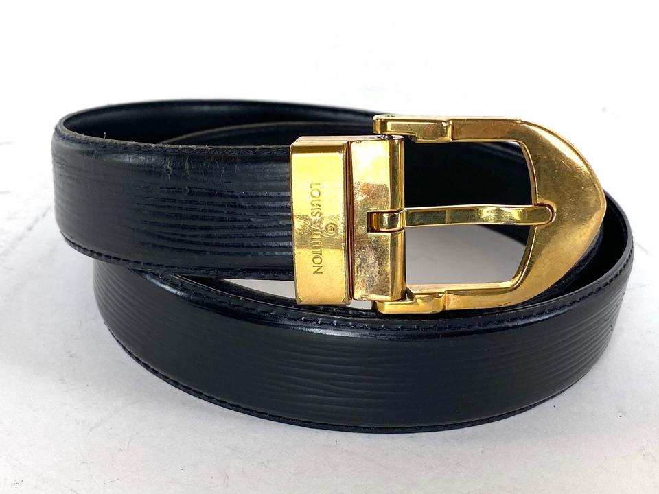 black louis vuitton belt gold buckle