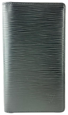 Louis Vuitton Black Epi Leather Long Bifold Card Holder Wallet Brazza James 5l520
