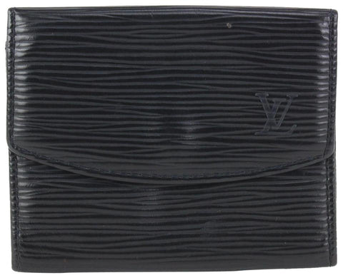 Louis Vuitton Black Epi Leather Noir Coin Purse Change Purse Compact Wallet 826lv81