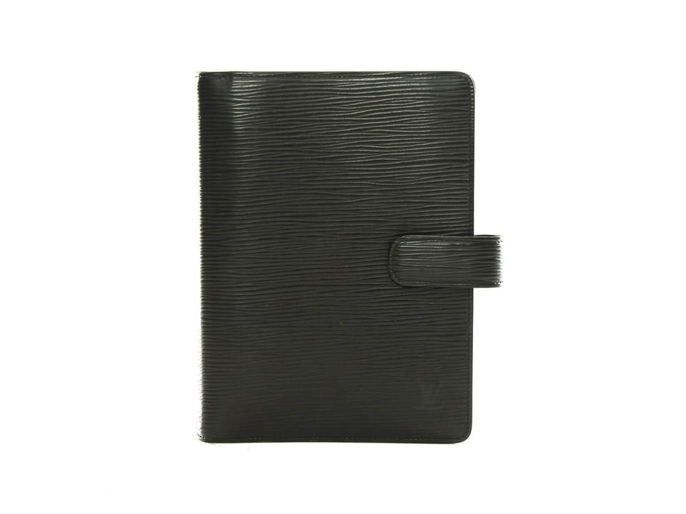 Louis Vuitton Black Epi Leather Noir Medium Ring Agenda MM Notebook Cover 47LVL1125