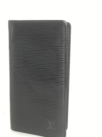 Louis Vuitton Black Epi Noir Long Bifold Card Wallet Brazza 4la520