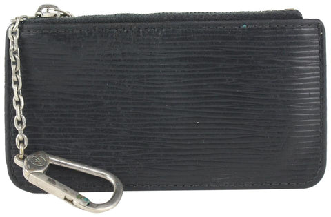 Louis Vuitton Black Epi Leather Noir Key Pouch Pochette Cles Keychain 107lv44