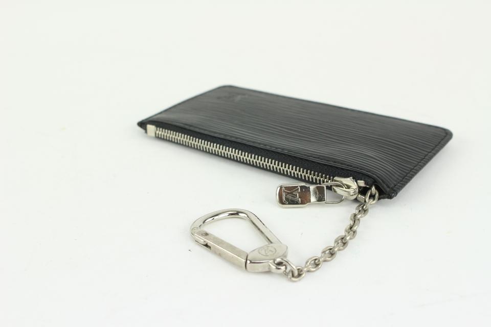 Louis Vuitton Black EPI Leather Noir Key Pouch Pochette Cles Silver 0LV29s