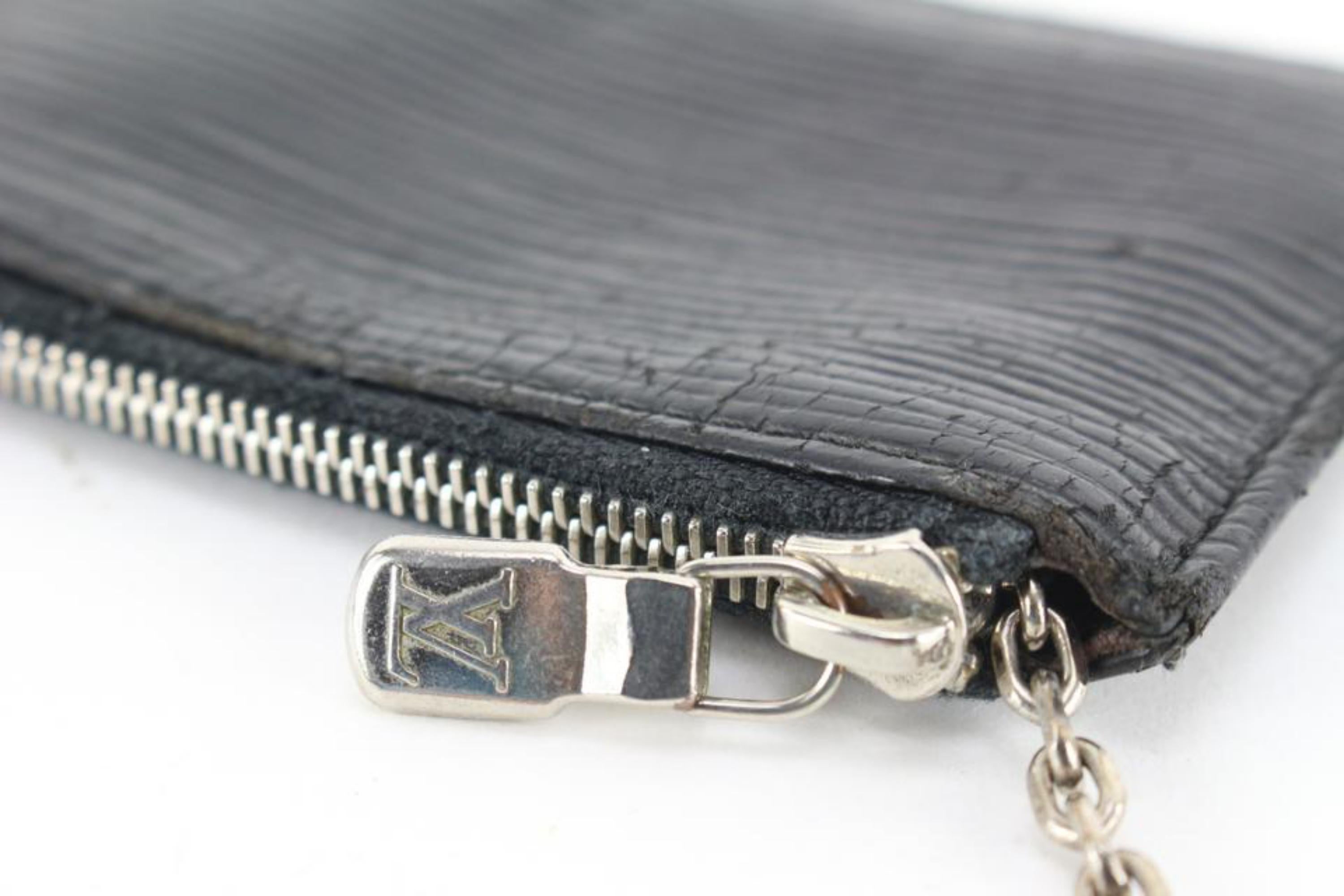 Louis Vuitton Black x Silver Epi Leather Key Pouch Pochette Cles 71lz7 –  Bagriculture