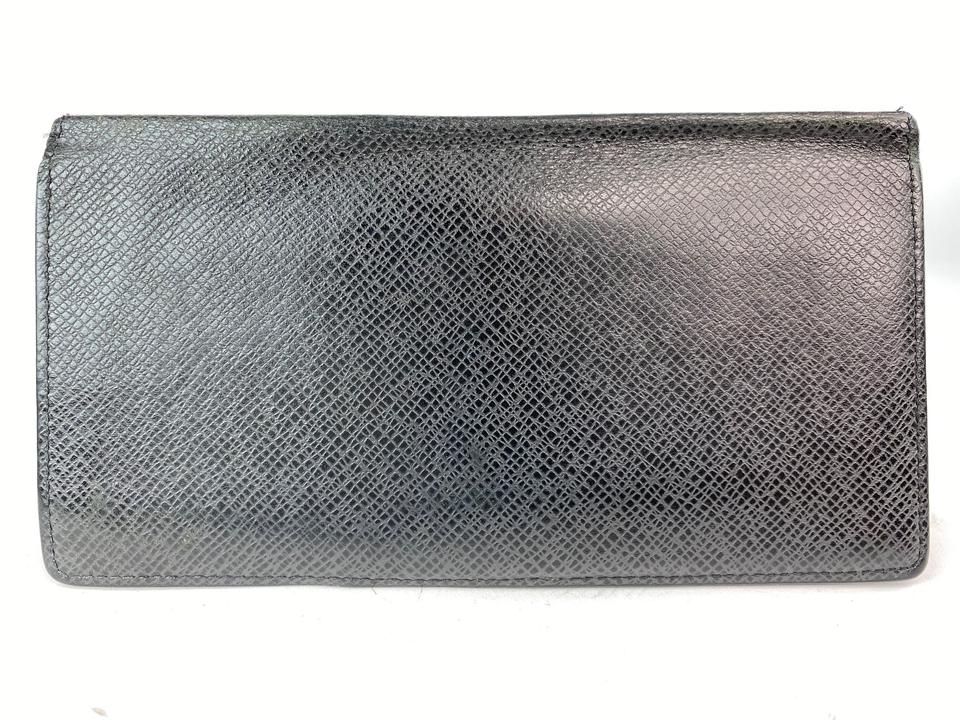 Louis Vuitton Charcoal Black Glacier Taiga Leather Brazza Long Wallet 17LVA1022