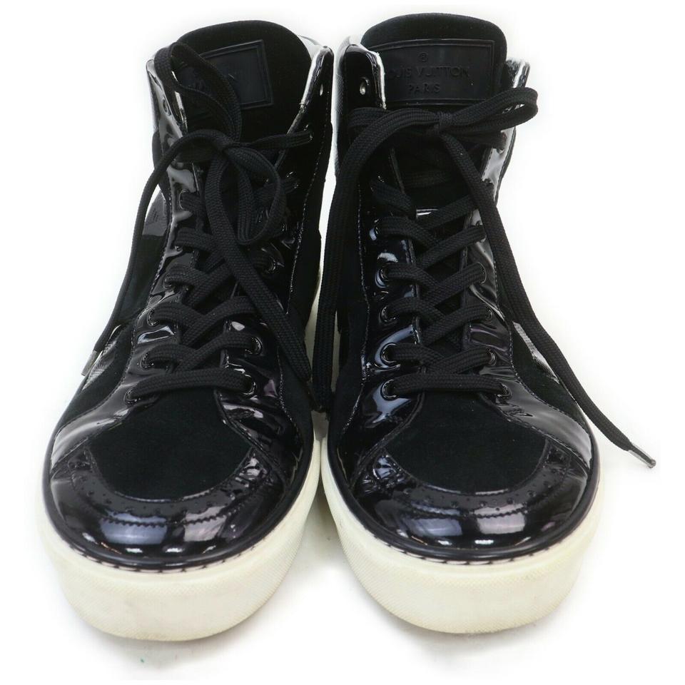 Louis Vuitton Men's 6.5 USA Black Damier Patent High-Top Magnificent Sneaker 862373