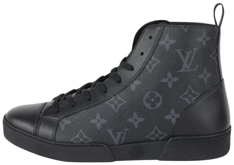 Louis Vuitton Men's US 5.5 Black Monogram Eclipse Match-Up High Top Sneaker 817lv43