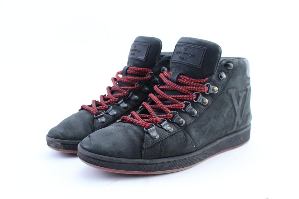 LOUIS VUITTON Nubuck Suede Technical Nylon Mens LV Hiking Sneakers 8.5  Black 724143