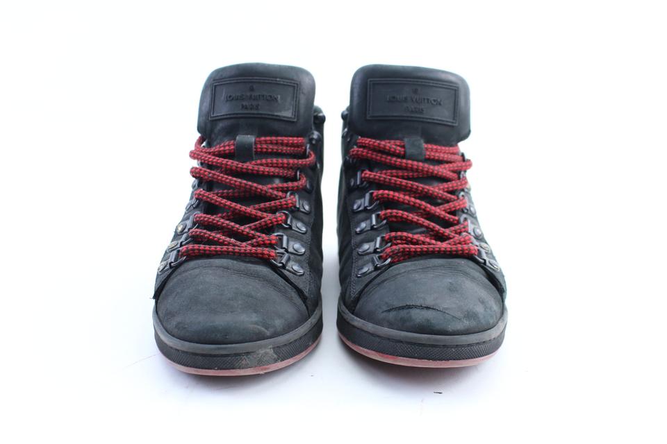 Louis Vuitton, Shoes, Louis Vuitton Black Red Suede Leather High Top  Sneaker Shoes Sz 55 Mens