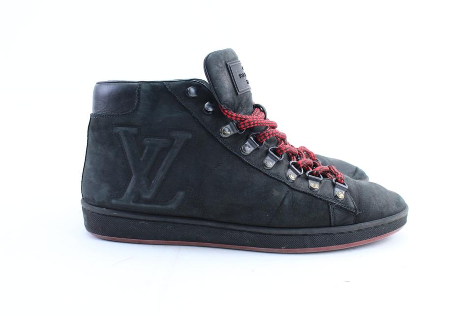 Louis Vuitton MENS US 6.5 Black Nubuck Varsity Sneaker Leather ref