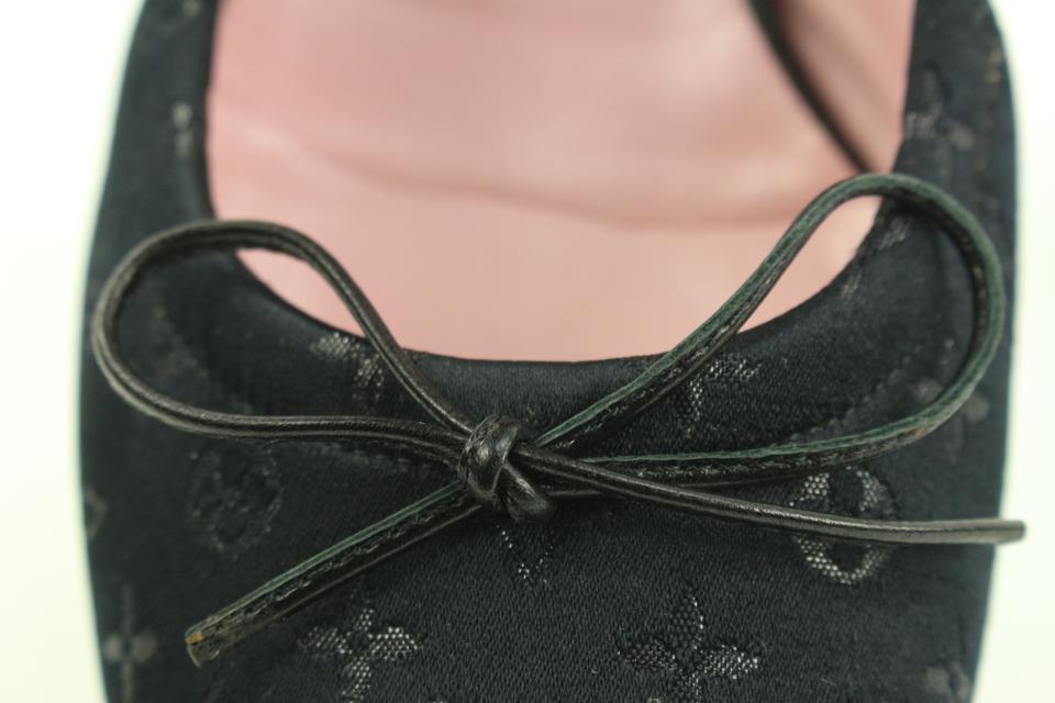Louis Vuitton Size 34.5 Black Monogram Satin Ballerina Flats