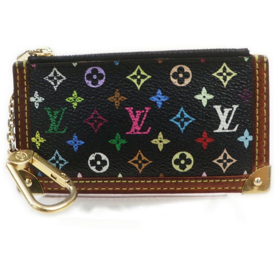 Louis Vuitton Black Monogram Multicolor Key Pouch Pochette Cles Keychain 861972