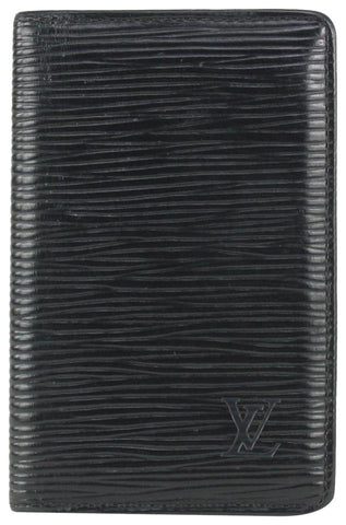 Louis Vuitton Black Epi Leather Noir Porte Cartes Card Holder Wallet case 830lv34