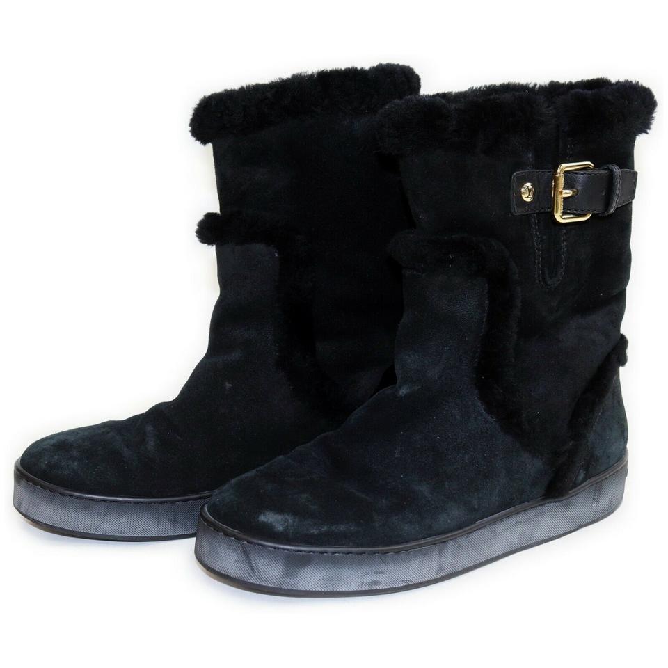 Louis Vuitton Black Shearling Winter Boots 862975 – Bagriculture