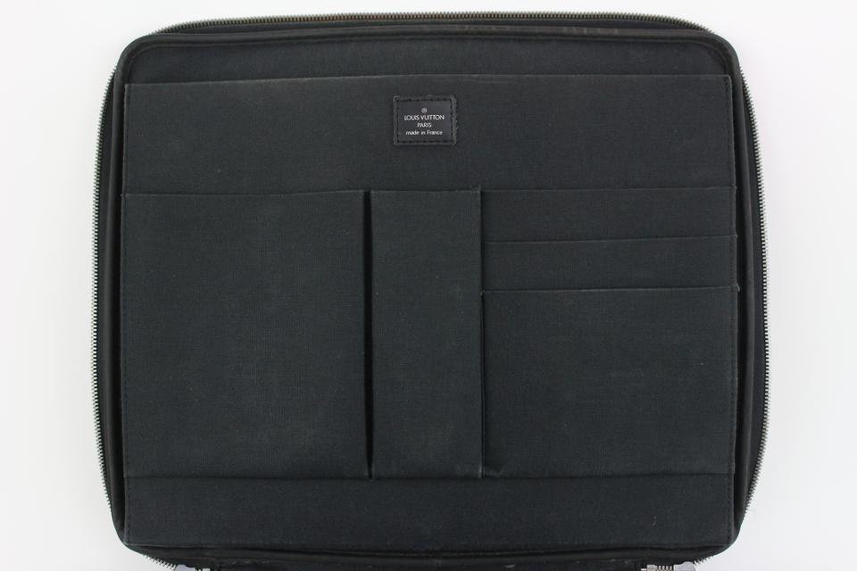 LOUIS VUITTON LEATHER Briefcase Black Messenger Shoulder Laptop