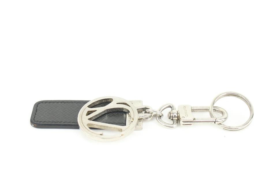 Louis Vuitton Auth Metal Taiga Leather porte cles tab LV Key Chain Bag  Charm LV