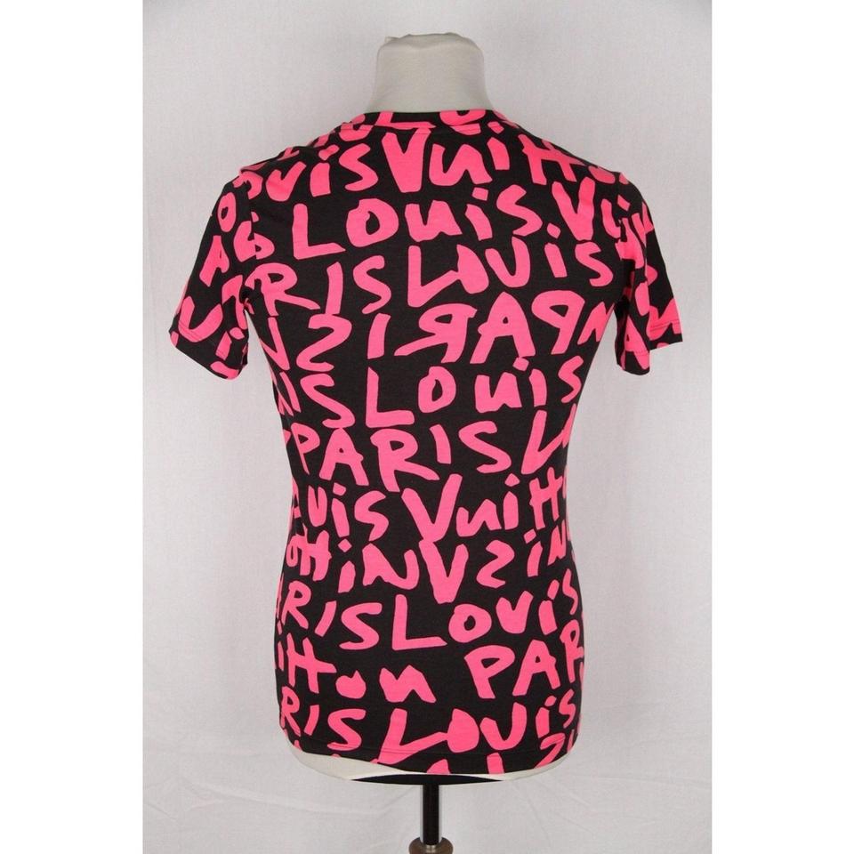 LOUIS VUITTON X STEPHEN SPROUSE Short Sleeves Graffiti Shirt in Blue SIZE S