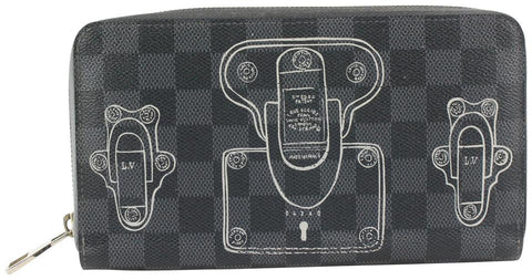 Louis Vuitton Rare Damier Graphite Trunks and Locks Zippy Organizer Wallet 581lvs615