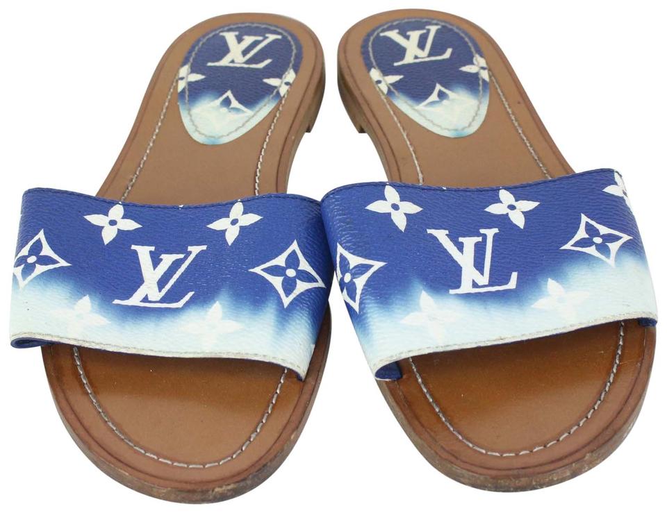 Louis Vuitton Women's Monogram Escale Lock It Mules Sandals Slides