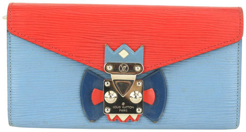 Louis Vuitton  Blue x Red Epi Tribal Mask Sarah Wallet 910lv100