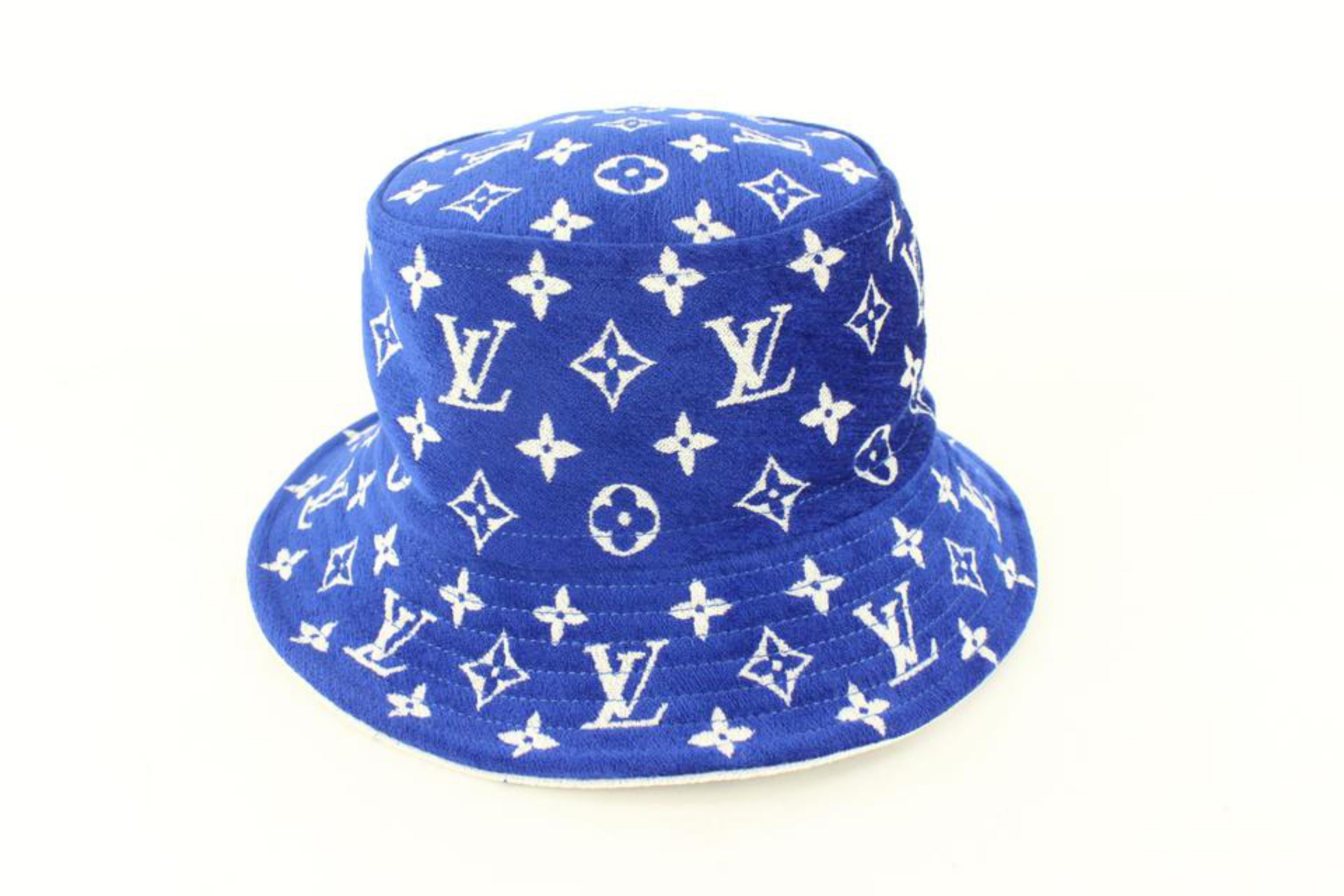 Louis Vuitton Heart Patch Emblazoned Blue Monogram Bucket Hat