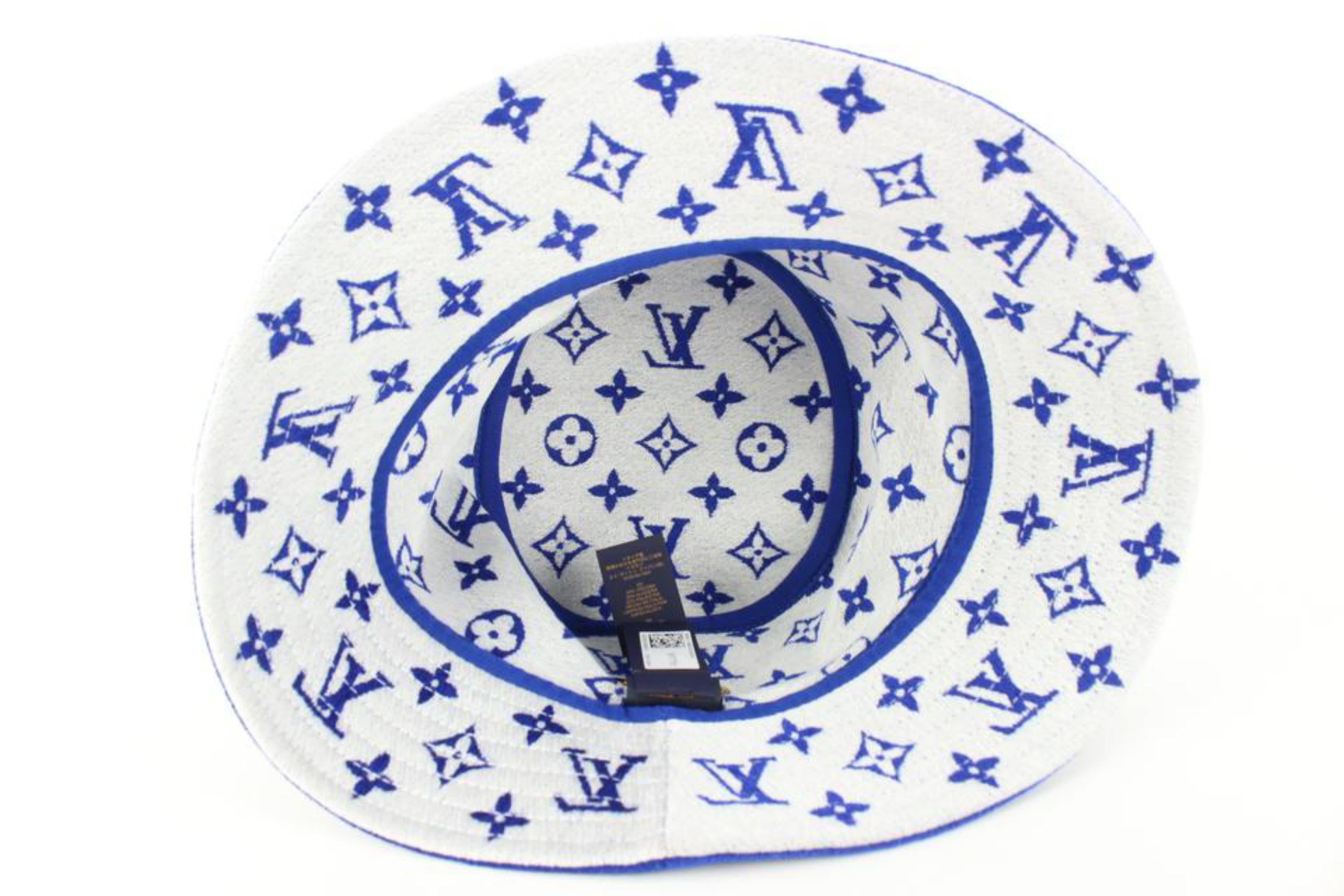Louis Vuitton Heart Patch Emblazoned Blue Monogram Bucket Hat