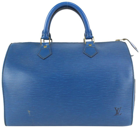 Louis Vuitton Blue Epi Leather Toledo Speedy 30 Boston Bag MM 917lv16