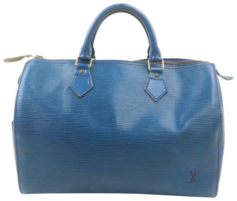 Louis Vuitton LV speedy 20 leather blue ref.915630 - Joli Closet