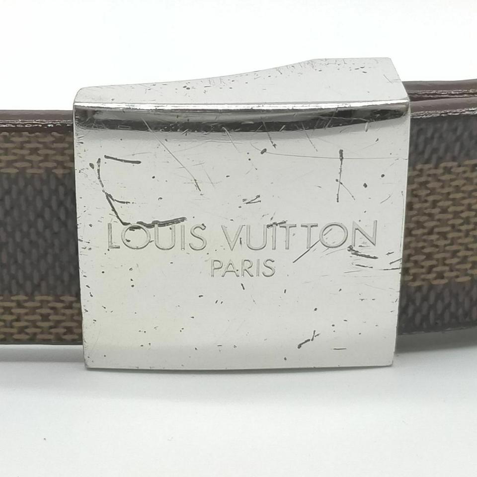 Louis Vuitton 75/30 Damier Ebene Ceinture Carre Belt Silvertone Buckle 860996W