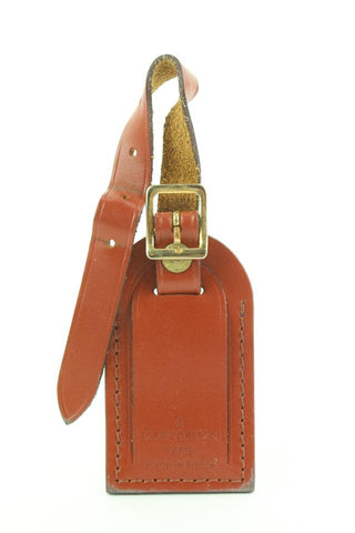 Louis Vuitton Rare Brown Leather Luggage Tag Bag Charm Speedy Keepall Epi 24lvs121