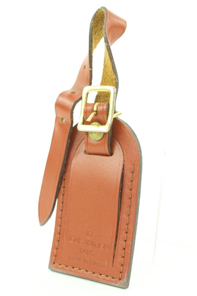 Louis Vuitton Rare Brown Leather Luggage Tag Bag Charm Speedy Keepall Epi  24lvs121