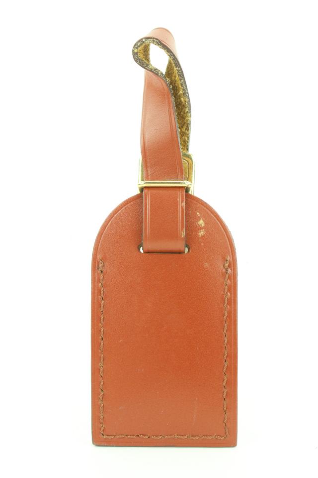 Louis Vuitton Rare Brown Leather Luggage Tag Bag Charm Speedy