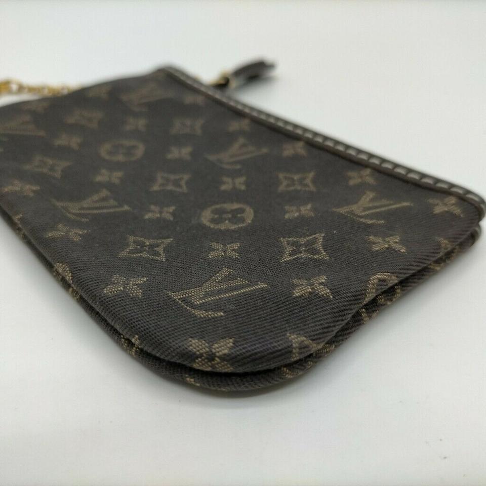 Pre-owned Louis Vuitton 2006 Mini Lin Pochette Cles Pouch In Brown