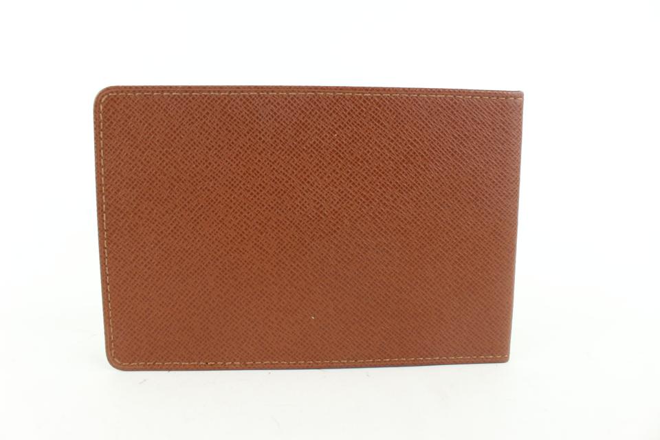 Louis Vuitton Brown Taiga Leather Card Holder ID Wallet Case 511lvs68