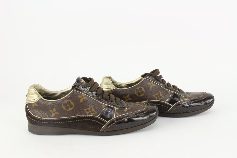 Louis Vuitton Monogram Low Cut Sneakers Women's Brown 36.5 Suede Leather x  Patent