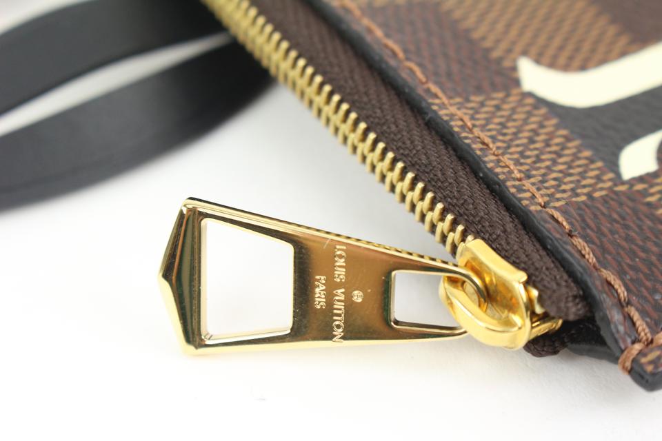 Louis Vuitton LV lined zip pochette Damier Beige Leather ref.391418 - Joli  Closet